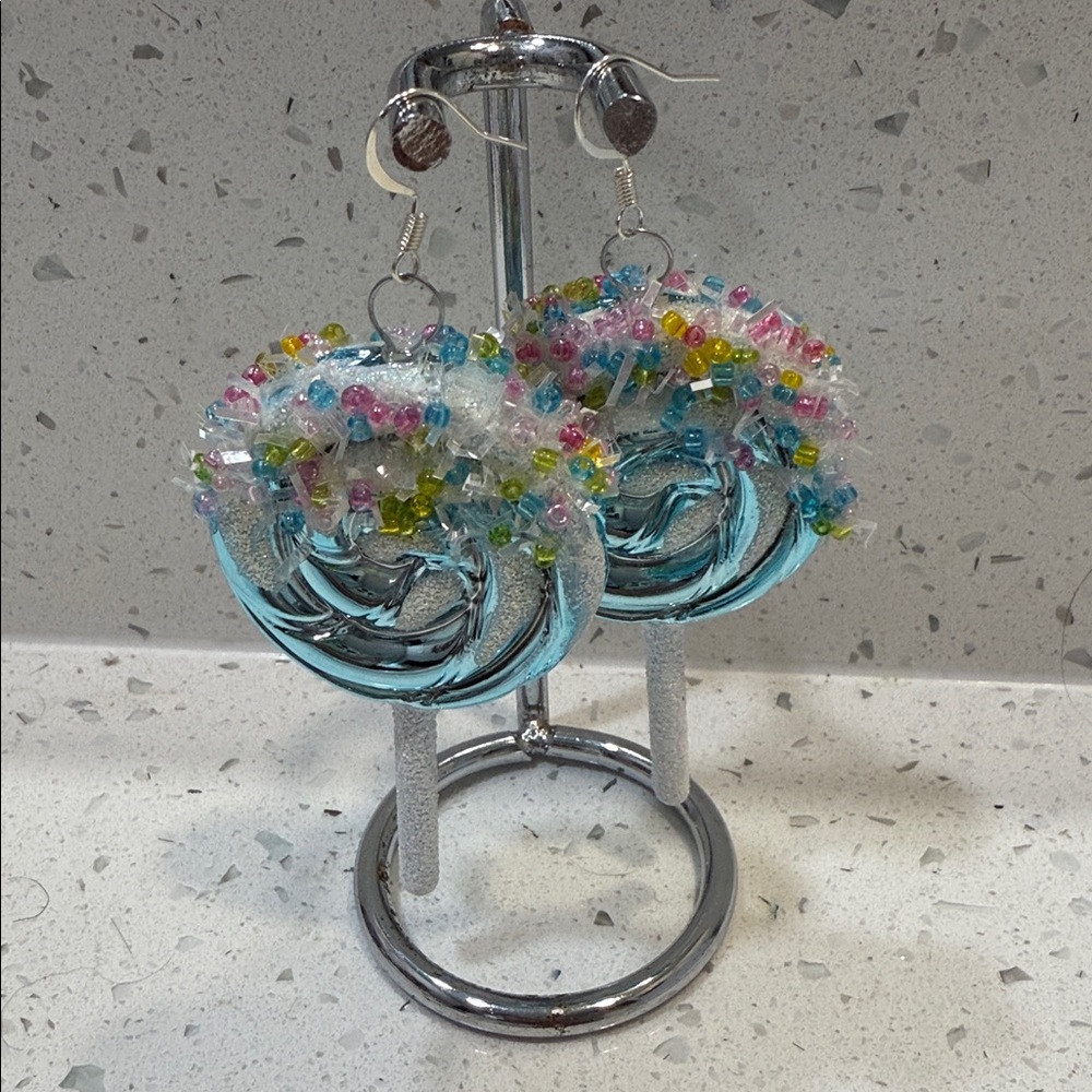 Colorful Beaded Hoop Earrings